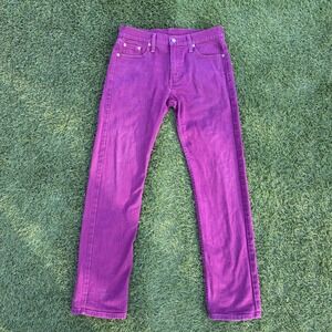 Levi's 513 White Tag 30x30 Pants Purple Cotton Stretch Jeans